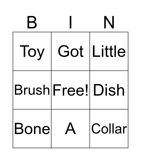 The New Puppy Bingo Card