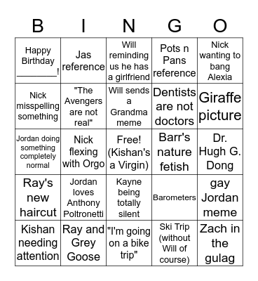 Phat Phallic Phriends BINGO!  Bingo Card