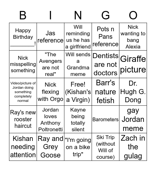 Phat Phallic Phriends BINGO!  Bingo Card