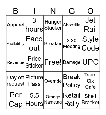 Retail Management Bingo! Bingo Card