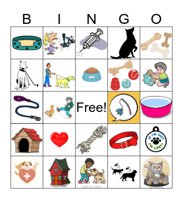 Pet Care Bingo Card