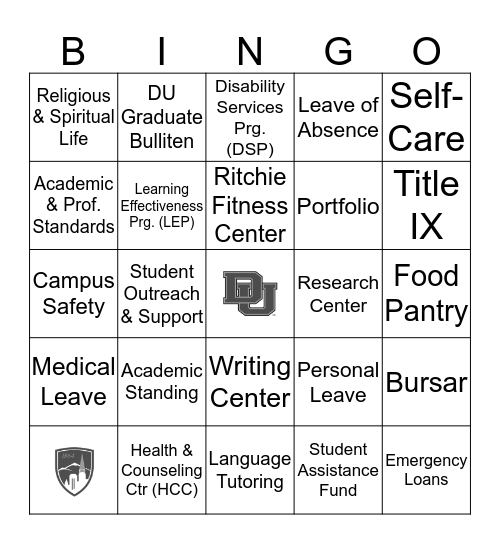 GSSW Orientation Bingo Card