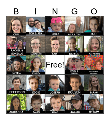 Luce Family Bingo Card
