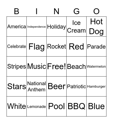 4th of July Bingo Card