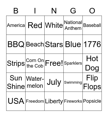 4th Of July  Bingo Card