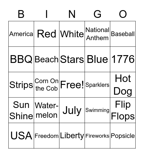 4th Of July  Bingo Card