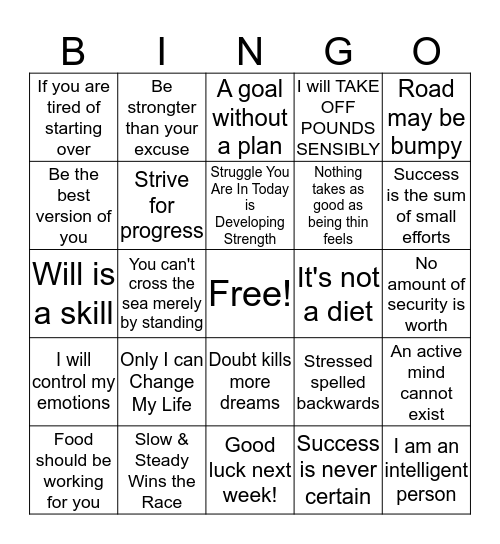 Pouring Out Encouraging Quotes Bingo Card