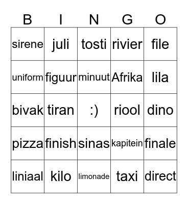 Je ziet 'i', maar je zegt 'ie'. Bingo Card