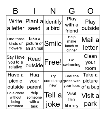 Summer Bingo Card