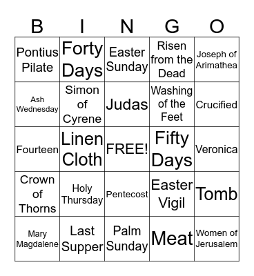 Lent Bingo Card