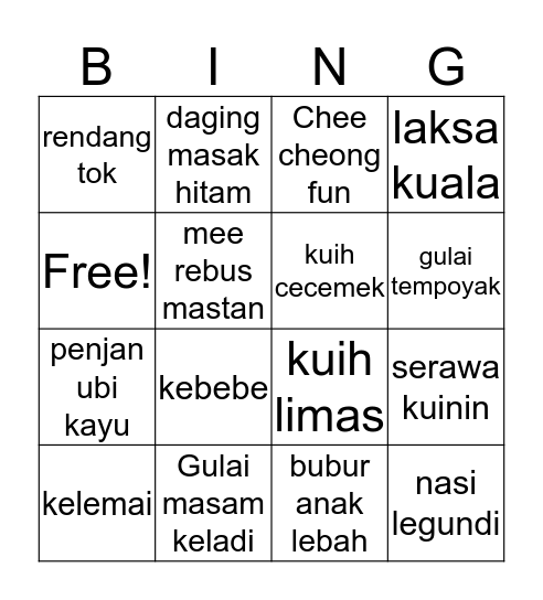 Dah ghase ke? Bingo Card