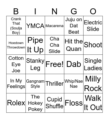 Dance Bingo Card
