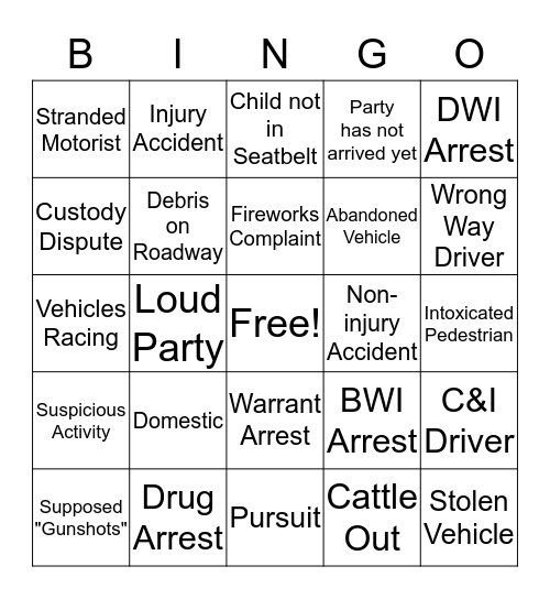 Dispatch 4th of July Bingo Card