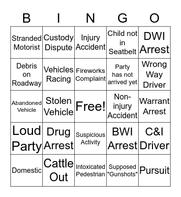 Dispatch 4th of July Bingo Card