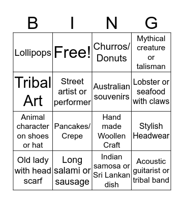 NIGHT MARKET BINGO  Bingo Card