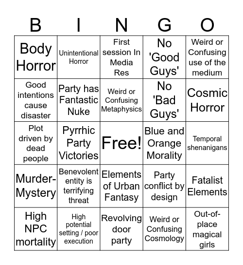 Mark Campaign Bingo Card