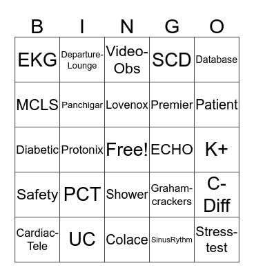 Observation Unit Bingo Card
