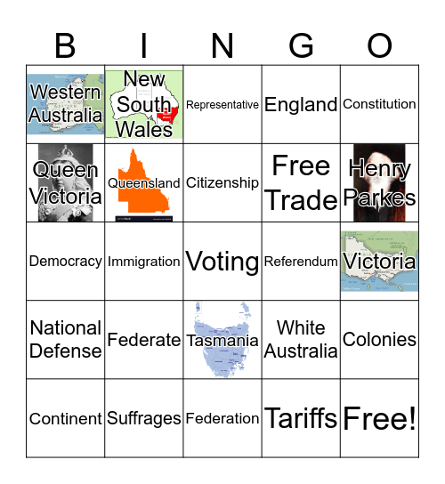 Australian Federation BINGO Card