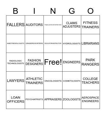 CAREER BINGO  Bingo Card