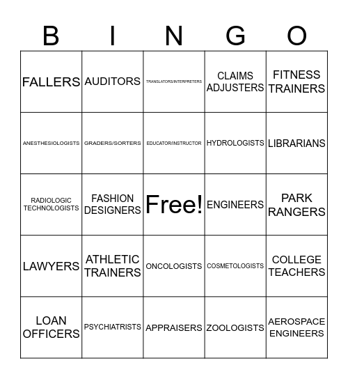 CAREER BINGO  Bingo Card