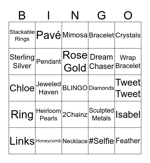 Jeweled Haven BLINGO Bingo Card