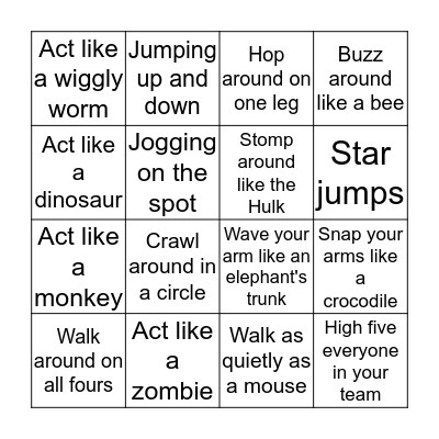 Fitness Bingo Card