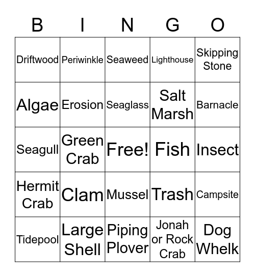 Island Bingo Card