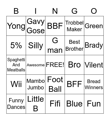 Gavingo Bingo Card
