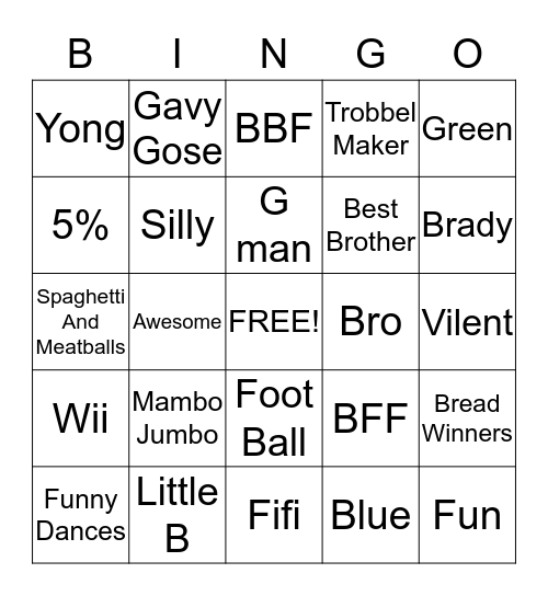 Gavingo Bingo Card