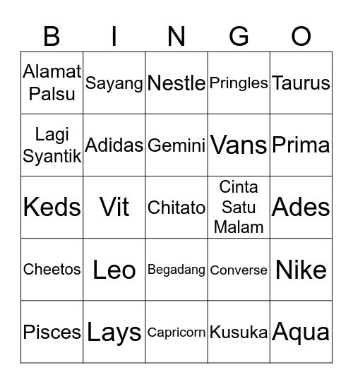 Punya Seolhyun Bingo Card