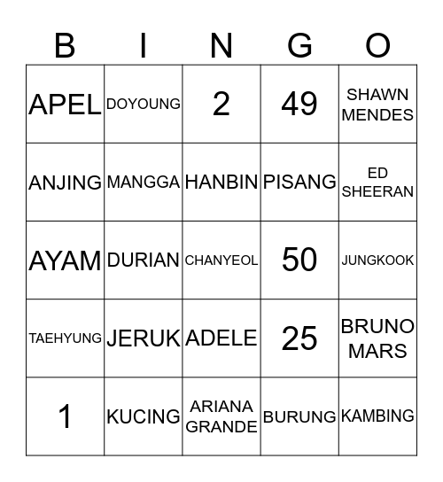 N A B I L Bingo Card