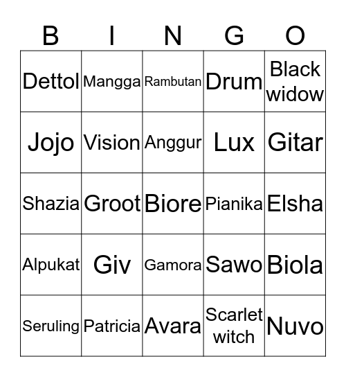 Pat Bingo Card