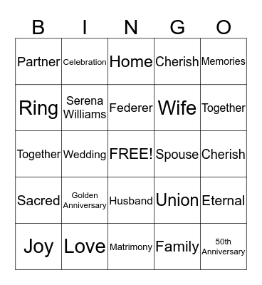 Loren & Linda's 50th Wedding Anniversay BINGO! Bingo Card