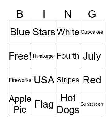 Forth of July Bingo Card