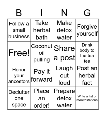 Body Tothe Tea Bingo Card