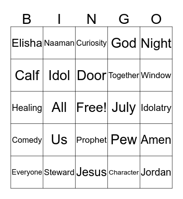 Sermon Bingo 7.7.2019 Bingo Card