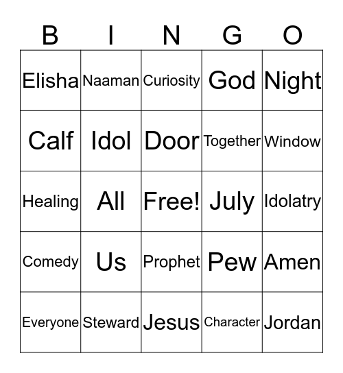 Sermon Bingo 7.7.2019 Bingo Card