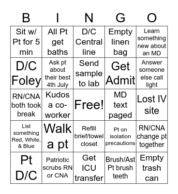 4th of July BINGO Card