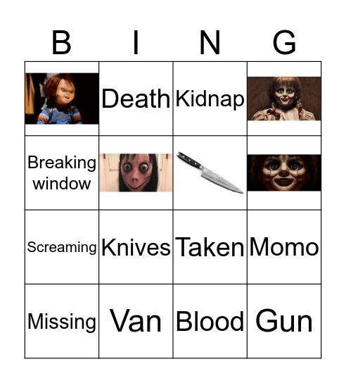 Fear Bingo Card