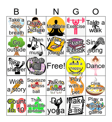 Coping Skills Bingo Card