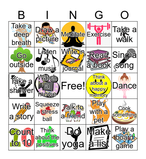 Coping Skills Bingo Card