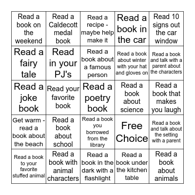 Reading Month Bingo Card