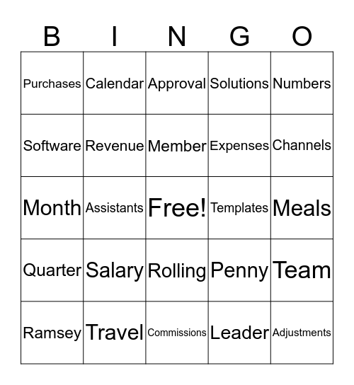 Accounting 101 Bingo Card