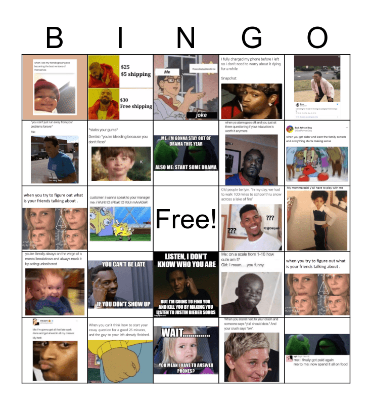 MEME Bingo Card