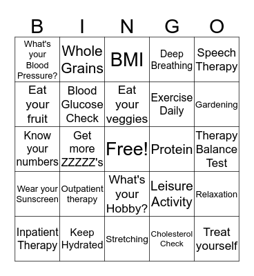 Providence St. Joseph Health Fair Bingo Card