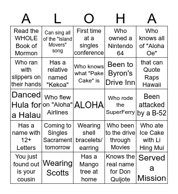 Find someone Bingo Card