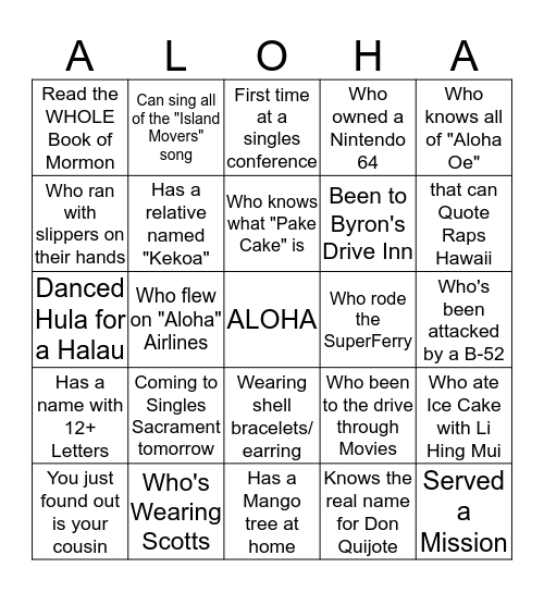 FIND SOMEONE... Bingo Card