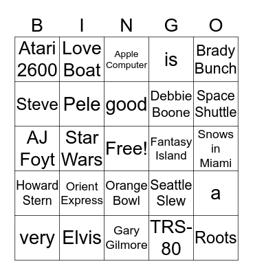 ELHS Class of 1977 Bingo Card