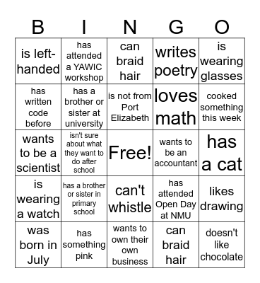 Find someone who Bingo Card