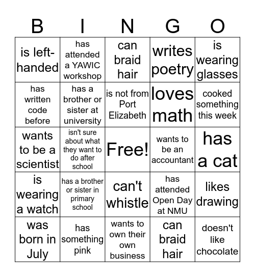 Find someone who Bingo Card